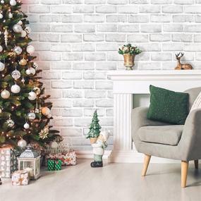 img 2 attached to Coavas White Brick Wallpaper Peel and Stick - Christmas Fireplace Faux Chimney Paper 17.5x118.1 Inches - Perfect for Bedroom, Faux Brick Kitchen Cabinets Backsplash, Laundry Accent Walls, Classroom - Size: 44.5x300cm