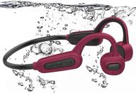 ipx8 waterproof swim headphones with bone conduction, bluetooth connectivity, microphone, 16gb memory (pink) logo