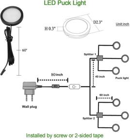 img 2 attached to AIBOO Black Cover Puck Lights with Touch Dimmer Switch for Kitchen Cupboard Closet Lighting - 6 Lights, Warm White