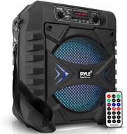 🔊 300w rechargeable outdoor bluetooth speaker portable pa system - pyle pphp854b, black, with 8” subwoofer, aux, microphone input, party lights, mp3/usb, radio, remote logo