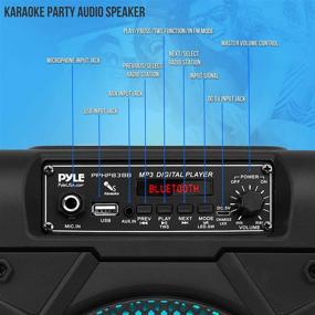 img 3 attached to 🔊 300W Rechargeable Outdoor Bluetooth Speaker Portable PA System - Pyle PPHP854B, Black, with 8” Subwoofer, AUX, Microphone Input, Party Lights, MP3/USB, Radio, Remote