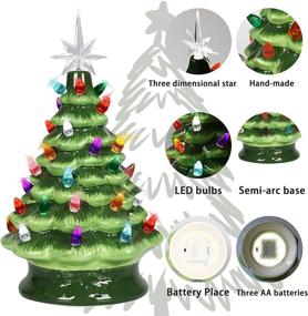 img 3 attached to 🎄 Ceramic Christmas Tree Tabletop Ornaments - 12 inch Vintage Holiday Decor with Multi-Color Lights