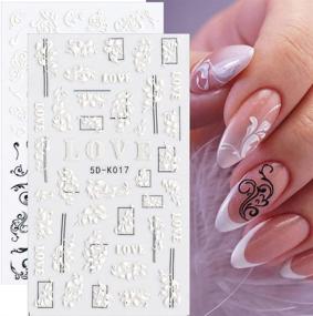 img 1 attached to 🌸 Luxurious 5D Stereoscopic Embossed Flowers Nail Art Stickers: DIY Acrylic Nail Decoration with Realistic 3D Self-Adhesive Lace Rose Flower Wing Designs (6 Sheets)