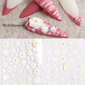 img 2 attached to 🌸 Luxurious 5D Stereoscopic Embossed Flowers Nail Art Stickers: DIY Acrylic Nail Decoration with Realistic 3D Self-Adhesive Lace Rose Flower Wing Designs (6 Sheets)