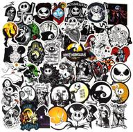 🎃 spooky stickers for halloween: the nightmare before christmas vinyl decals [50pcs] for water bottles, teens, and laptops -waterproof, tim burton inspired designs! logo