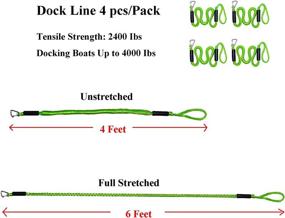 img 2 attached to Dirtech 4 Feet Green Dockline: Bungee Boat Dock Lines with Hook - Efficient Mooring Rope for Various Watercrafts - Boating Accessories for Kayak, Jet Ski, Pontoon, Canoe & More