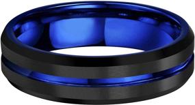 img 3 attached to 👑 CROWNAL 4mm 6mm 8mm 10mm Blue/Rose Gold Groove Black Matte Finish Tungsten Carbide Wedding Band Ring Engraved I Love You Sizes 4-17 - Enhanced SEO