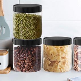 img 2 attached to 🔌 6 Pack of 8 Oz Clear Plastic Jars with Black Lids – Ideal Refillable Kitchen Storage Containers for Dry Food, Coffee, Nuts, and More