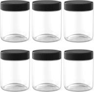 🔌 6 pack of 8 oz clear plastic jars with black lids – ideal refillable kitchen storage containers for dry food, coffee, nuts, and more логотип