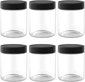 img 4 attached to 🔌 6 Pack of 8 Oz Clear Plastic Jars with Black Lids – Ideal Refillable Kitchen Storage Containers for Dry Food, Coffee, Nuts, and More