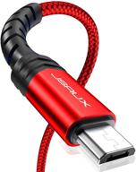 jsaux провод micro usb для android зарядное устройство | 2 шт. 6,6 футов нейлоновый оплетенный шнур | совместим с galaxy s7 s6 j7 edge note 5, kindle, mp3 и другими | красный логотип