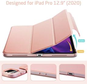 img 1 attached to 🌸 ESR Yippee Trifold Smart Case for iPad Pro 12.9 2020: Rose Gold Lightweight Stand Case with Screen Protector and Pencil Wireless Charging Support