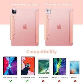 img 3 attached to 🌸 ESR Yippee Trifold Smart Case for iPad Pro 12.9 2020: Rose Gold Lightweight Stand Case with Screen Protector and Pencil Wireless Charging Support