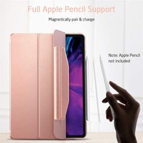 img 2 attached to 🌸 ESR Yippee Trifold Smart Case for iPad Pro 12.9 2020: Rose Gold Lightweight Stand Case with Screen Protector and Pencil Wireless Charging Support