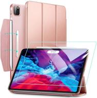 🌸 esr yippee trifold smart case for ipad pro 12.9 2020: rose gold lightweight stand case with screen protector and pencil wireless charging support logo