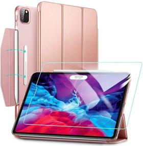 img 4 attached to 🌸 ESR Yippee Trifold Smart Case for iPad Pro 12.9 2020: Rose Gold Lightweight Stand Case with Screen Protector and Pencil Wireless Charging Support