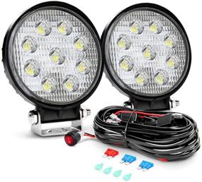 img 4 attached to Nilight 2PCS 27W Round Flood Driving Lamp Jeep Off Road Fog Lights - Waterproof with Off Road Wiring Harness and 2 Leads
