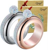 qingo bracelet flask bangle: stainless steel and funnel set for women - crystal surround, 3.5 oz., 2 pcs (sliver+rose red) logo