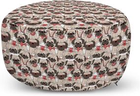img 4 attached to 🐶 Stylish and Playful Dog Lover Ottoman Pouf with Funny Sunglasses and Bowties - Decorative Soft Foot Rest for Living Room and Bedroom in Coral Beige, by Ambesonne