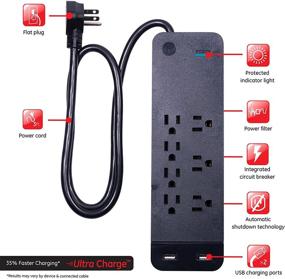 img 3 attached to 🔌 Ultimate Protection Power Strip: GE Pro 7-Outlet Surge Protector with USB Ports, Extension Cord, Adapter Spacing, Wall Mount, and Warranty