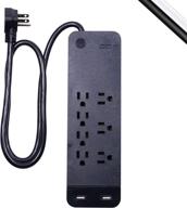 🔌 ultimate protection power strip: ge pro 7-outlet surge protector with usb ports, extension cord, adapter spacing, wall mount, and warranty logo