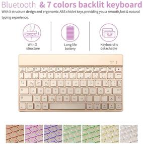 img 3 attached to 🌹 Boriyuan iPad Keyboard Case: 7-Color Backlit Detachable Wireless Keyboard Smart Cover - Rose Red - iPad Air 2019/ iPad Pro 10.5 inch