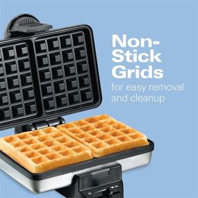 img 1 attached to 🧇 Hamilton Beach Stainless Steel 2-Slice Belgian Waffle Maker with Browning Control, Indicator Lights, Non-Stick Coating, Compact Design (26009)