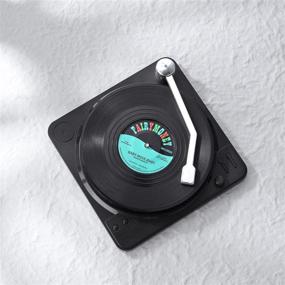 img 1 attached to 🎶 MECOWON Vinyl Record Coasters with Record Player Holder: 6-Pack Cool Coasters for Music Lovers