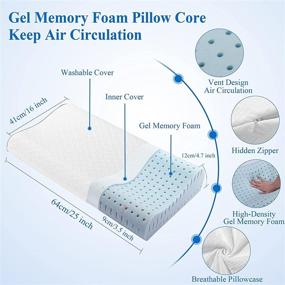 img 2 attached to 🔥 CertiPUR-US Cooling Gel Memory Foam Pillow: Ultimate Support for Neck Pain, Back & Side Sleepers – 2 Pack Standard Size