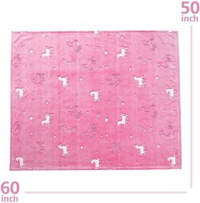 img 2 attached to 🦄 MAXYOYO Розовое покрывало с гlow в темноте с единорогом - 50 х 60 дюймов, мягкое детское флисовое покрывало на все сезоны, единорожный подарок для девочек.