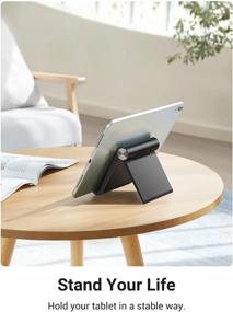 img 3 attached to UGREEN Tablet Stand Holder: Adjustable Portable Desktop Dock for iPad, iPad Pro, iPad Mini, iPad Air, iPhone - Black