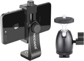 img 4 attached to 📱 Neewer Cellphone Holder Clip Tripod Mount with Mini Ball Head Hot Shoe Adapter for 14-inch and 18-inch Ring Light and Smartphones 1.9-3.9 inches Wide