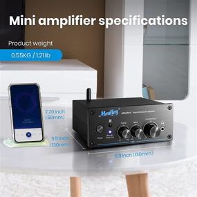 img 2 attached to 🎵 Moukey Bluetooth 5.0 Stereo Amplifier Receiver - 2.0 Channel Mini HiFi Class D Home Amp with 500w Peak Power and RMS 100W for Speakers. Includes Monitoring, Bass/Treble Remote Control- MAMP4