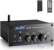 🎵 moukey bluetooth 5.0 stereo amplifier receiver - 2.0 channel mini hifi class d home amp with 500w peak power and rms 100w for speakers. includes monitoring, bass/treble remote control- mamp4 logo