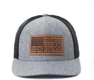 🧢 premium 2a patriotic amendment leather patch trucker hat - made in usa - heathered grey logo