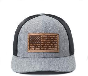 img 4 attached to 🧢 Premium 2A Patriotic Amendment Leather Patch Trucker Hat - Made in USA - Heathered Grey