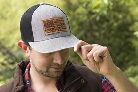 img 1 attached to 🧢 Premium 2A Patriotic Amendment Leather Patch Trucker Hat - Made in USA - Heathered Grey