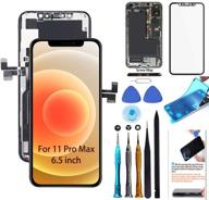 📱 lcd display screen replacement kit for iphone 11 pro max (6.5 inch) - 3d touch digitizer frame assembly, complete repair set with tools, screen protector, and instructions logo