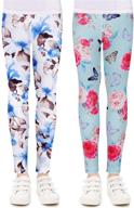 🦋 quedoris printed leggings 2 pack: stylish butterfly collection for girls' clothing and leggings logo