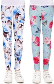 img 4 attached to 🦋 Quedoris Printed Leggings 2 Pack: Stylish Butterfly Collection for Girls' Clothing and Leggings