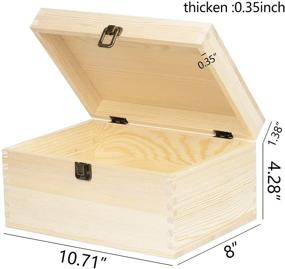 img 3 attached to 📦 Versatile DIY Craft Storage Box - Large Unfinished Pine Wood Box with Hinged Lid and Clasp - Perfect for Arts, Crafts, and Home Organization