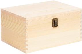 img 4 attached to 📦 Versatile DIY Craft Storage Box - Large Unfinished Pine Wood Box with Hinged Lid and Clasp - Perfect for Arts, Crafts, and Home Organization