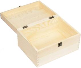 img 1 attached to 📦 Versatile DIY Craft Storage Box - Large Unfinished Pine Wood Box with Hinged Lid and Clasp - Perfect for Arts, Crafts, and Home Organization