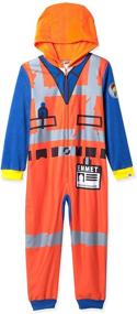 img 1 attached to 🔴 Boys Emmet Micro Fleece Hooded Union Suit Pajamas from LEGO Movie 2: The Second Part