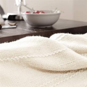 img 3 attached to 🛋️ Soft and Stylish Ivory Cable Knit Throw Blanket with Tassels - Perfect for Sofa, Bed, and Home Decor - Lightweight, Textured, and Cozy - Ideal All-Seasons Gift for Girls, Boys, and Kids - 50x65 Inch