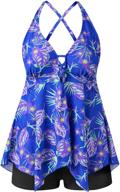 floral pattern plus size two piece tankini bathing suit for women - swimwear logo