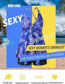 img 3 attached to Floral Pattern Plus Size Two Piece Tankini Bathing Suit for Women - Swimwear