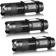 🔦 ultrafire mini flashlights - 3 pack of sk68 single mode tactical led flashlights - focus adjustable, ultra bright 300 lumens torch logo