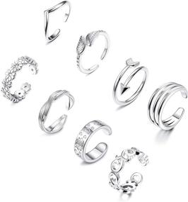 img 4 attached to Stylish HANPABUM Open Toe Rings: 8pcs Adjustable Arrow Flower Knot Toe Ring Tail Ring Gifts Set for Women - Perfect Summer Beach Jewelry