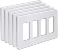 🔌 [5 pack] bestten 4-gang screwless wall plate, uswp6 snow white series, decorator outlet cover, h4.69” x l8.35”, light switch, dimmer, gfci, usb receptacle logo